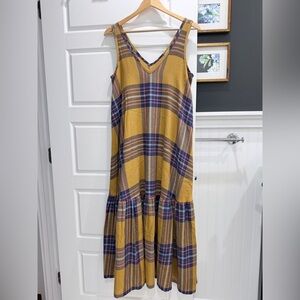 The Odells Catania Maxi Dress Mustard Plaid Small